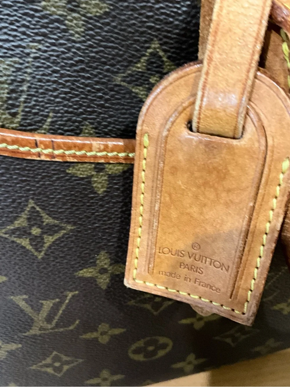 Louis Vuitton Brown Monogram Satchel with Tan Leather Trim